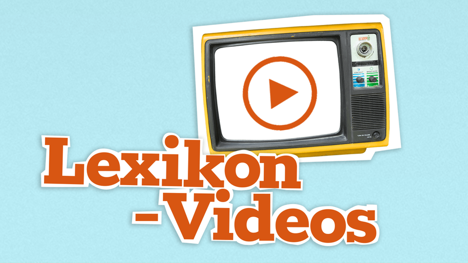 Unter einem Fernseher steht der Schriftzug 'Lexikon-Videos'.