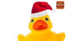 Quietsche-Ente mit Weihnachtsmann-Mütze