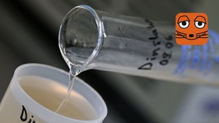 In einem Labor wird eine Filtereinheit mit einer Abwasserprobe befüllt