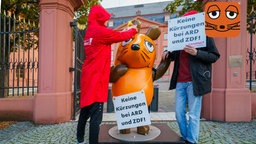 Die Maus-Statue vor dem Landtag Rheinland-Pfalz