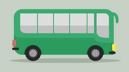 Illustration: Ein grüner Bus.