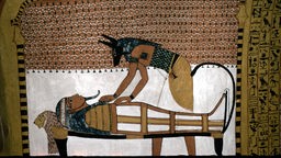 Fresko - Gott Anubis bandagiert einen Toten