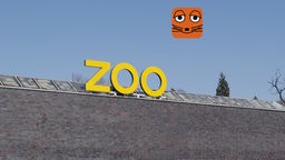 Zoo-Schild auf einer Mauer