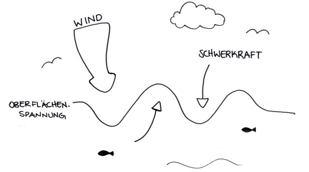 Surfcamp - Zeichnung: Oberflächenspannung