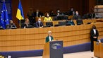 EU-Kommissionspräsidentin Ursula von der Leyen bei einer Rede im EU-Parlament.