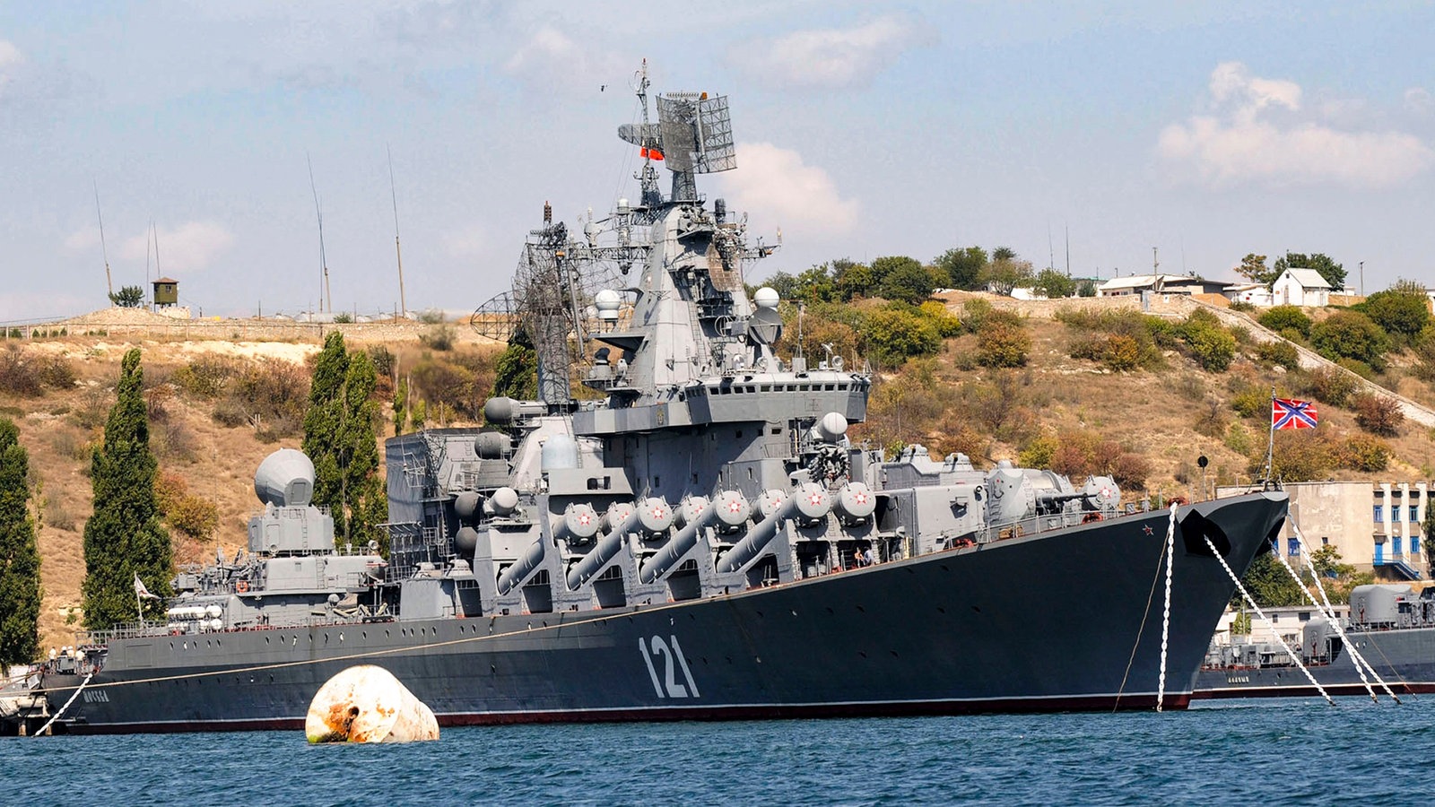 Foto des russischen Kriegsschiffes 'Moskwa'.