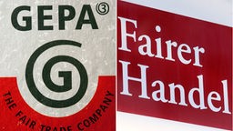 Die drei Logos von GEPA, Fairer Handel und FLO e.V. nebeneinander.