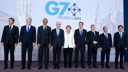 Die Regierungschefs der G7-Staaten mit einem Vertreter der Europäischen Union.