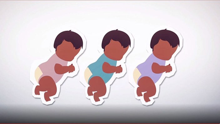 Drei gezeichnete Babys liegen nebeneinander.