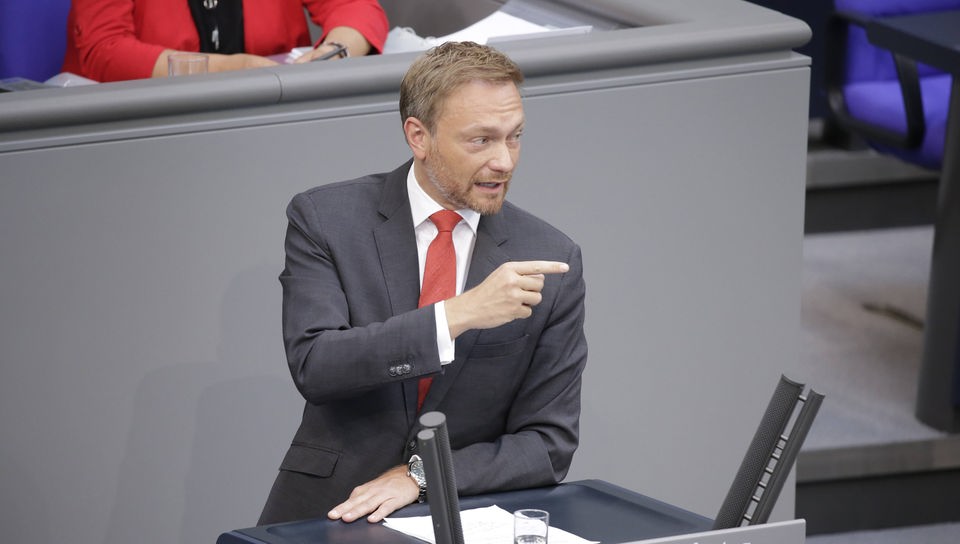 Christian Lindner, Vorsitzender der FDP, bei einer Rede im Bundestag.