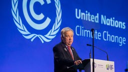 Antonio Guterres, UN-Generalsekretär, spricht bei der UN-Klimakonferenz 2021.