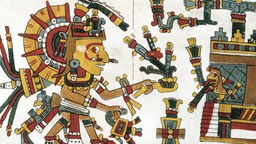 Seite aus dem Madrider-Codex zeigt Maya-Zeichnungen.