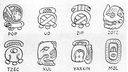 Schriftzeichen der Maya, die für Monatsnamen stehen.
