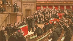 Gemälde zeigt Abgeordnete in der französischen Nationalversammlung 1877
