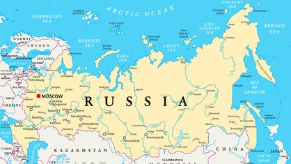 Politische Karte von Russland.