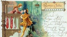 Postkarte mit Szene aus Romeo und Julia.