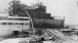 Aufnahme des zerstörten Reaktors des Kraftwerks Tschernobyl.