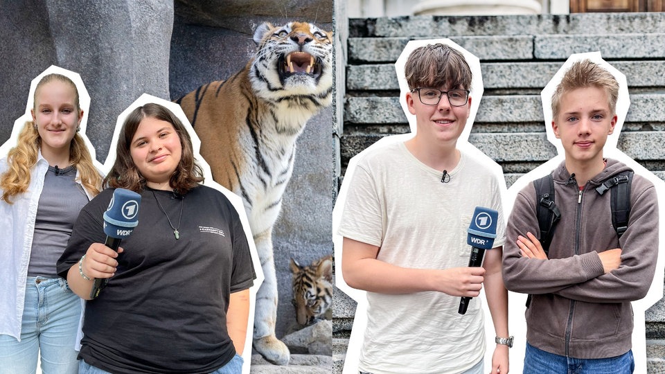 Noemi, Charlotte, Max und Simon sind als young reporter unterwegs.