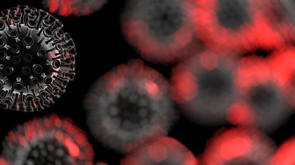 3-D-Illustration von Coronavirus-Molekülen.