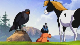 Yakari spricht mit einem Adler.